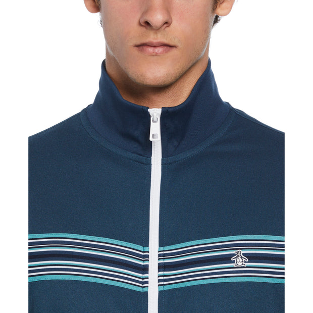 Chest Stripe Tape Track Jacket In Blue Wing Teal