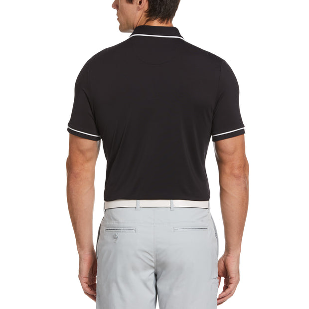 Oversized Pete Tipped Short Sleeve Golf Polo Shirt In Caviar