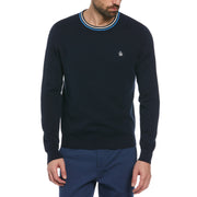 Tipped Crew Neck Jumper In Dark Sapphire