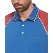 Organic Cotton Raglan Color Block Polo In Star Sapphire