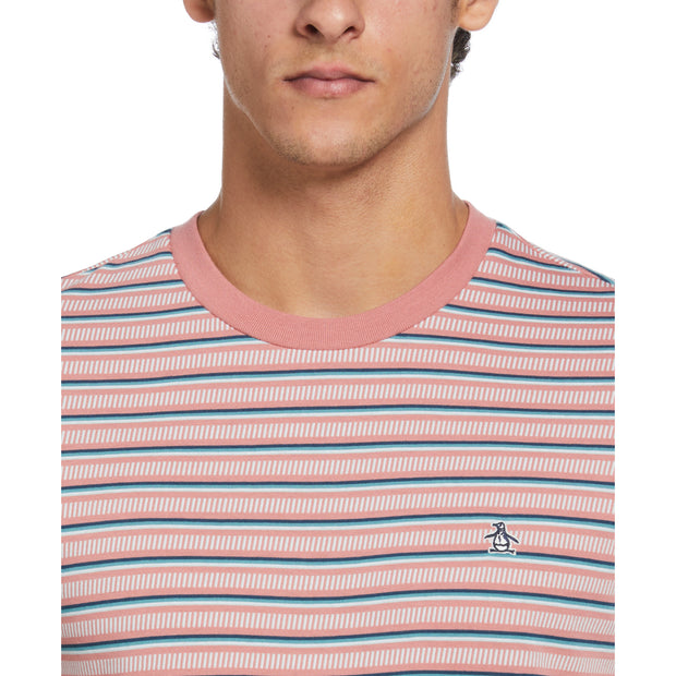 All Over Striped T-Shirt In Dusty Rose