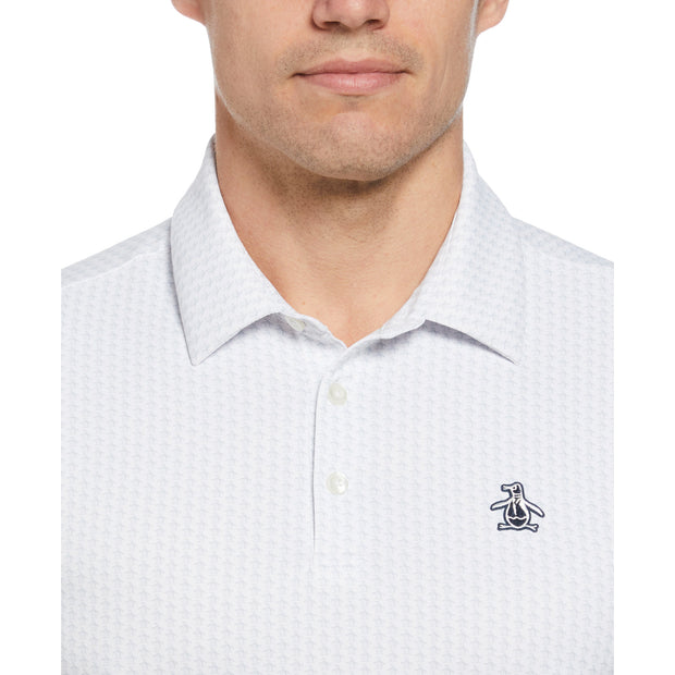 Allover Pete Print Short Sleeve Golf Polo Shirt In Bright White