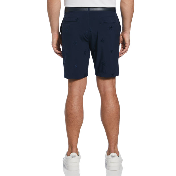 Pete Embroidered Flat Front Golf Shorts In Black Iris