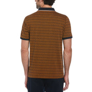 Jacquard Argyle Print 1/4 Zip Polo In Sudan Brown