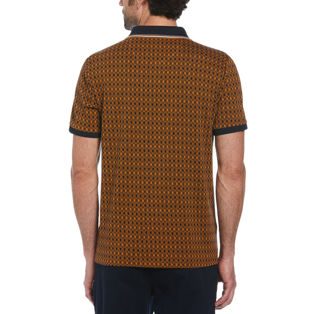 Jacquard Argyle Print 1/4 Zip Polo In Sudan Brown