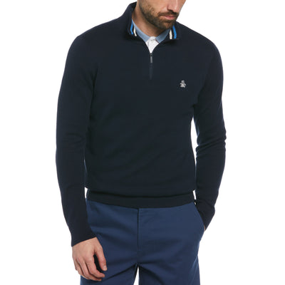 1/4 Zip Tipped Jumper In Dark Sapphire