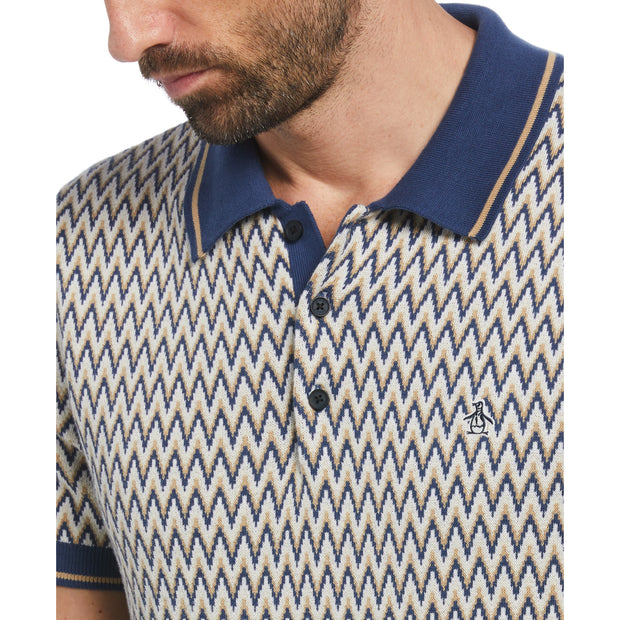 Cotton Jacquard Sweater Polo Shirt In Birch