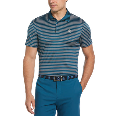 Heritage Stripe Solid Collar Golf Polo Shirt In Corsair