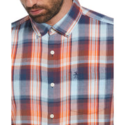 Long Sleeve Eco Stretch Plaid Shirt In Sargasso Sea