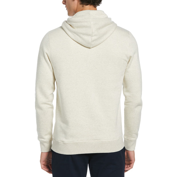 Sticker Pete Pullover Fleece Hoodie In Birch Jasper Heather