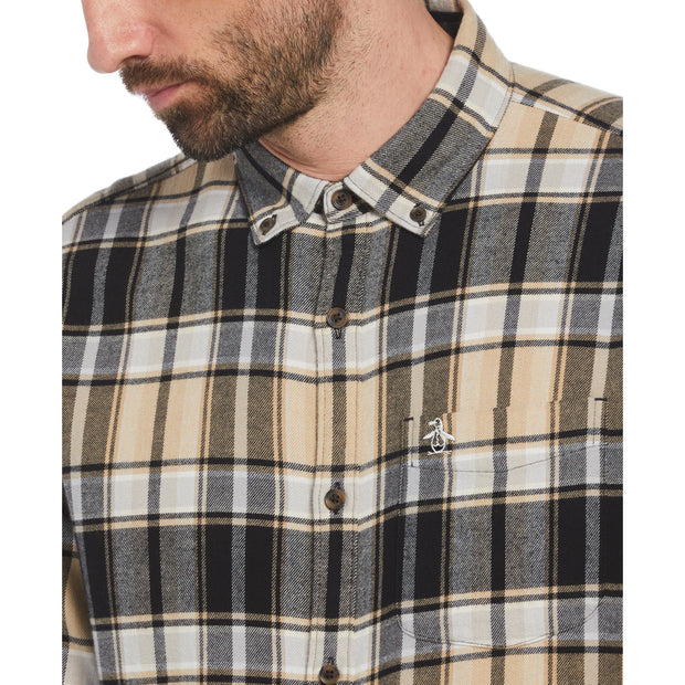 Ecovero™ Blend Plaid Flannel Shirt In True Black