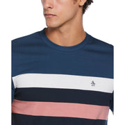 Cotton Jersey Yarn Dyed Chest Stripe T-Shirt In Dark Sapphire