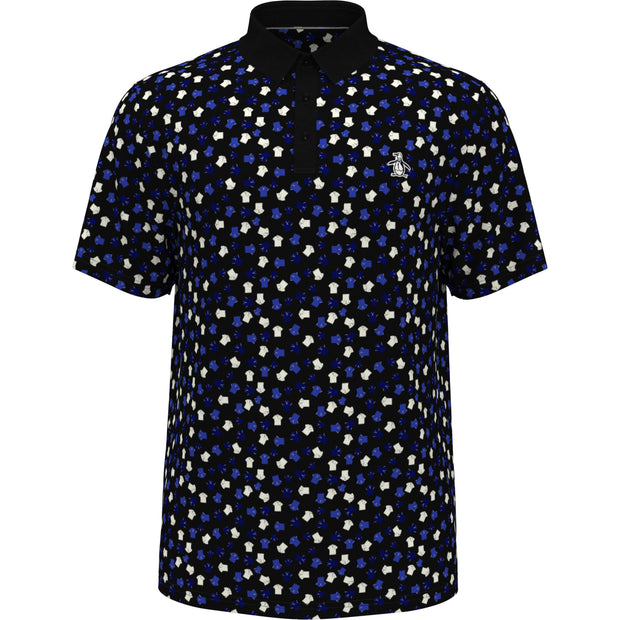 Whimsical Earl Print Golf Polo In Caviar