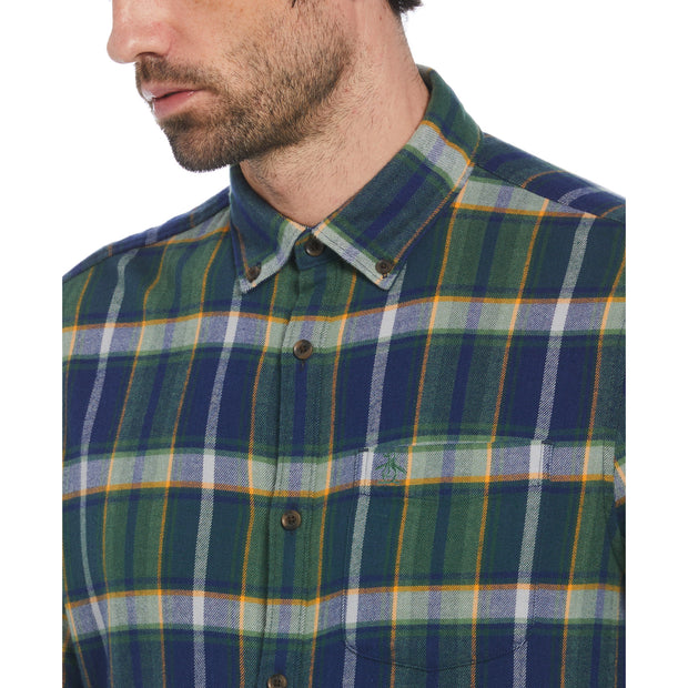 Ecovero™ Blend Plaid Flannel Shirt In Medieval Blue