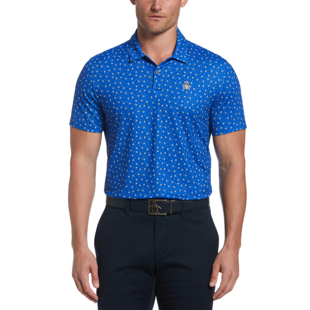 Micro Octopus Print Golf Polo In Blue Tattoo