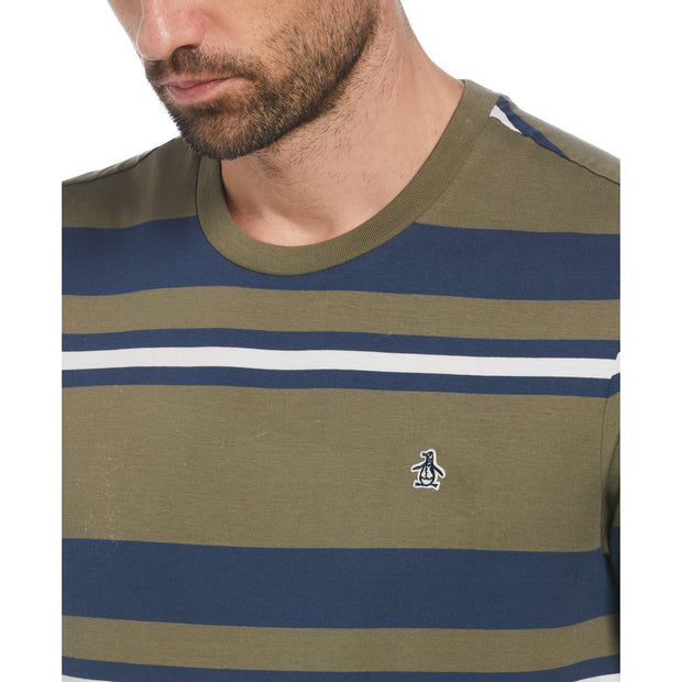 Jersey Auto Stripe T-Shirt In Dusty Olive