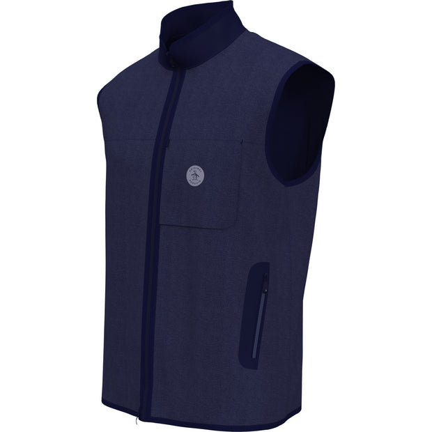 Mixed Media Reversible Fleece Golf Gilet In Black Iris