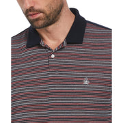 Cotton Novelty Jacquard Front Polo Shirt In Dark Sapphire