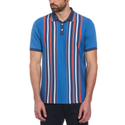 Organic Cotton Bowling Stripe Polo In Star Sapphire