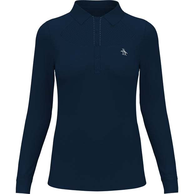 Women's Mesh Yoke Golf Polo Shirt In Black Iris