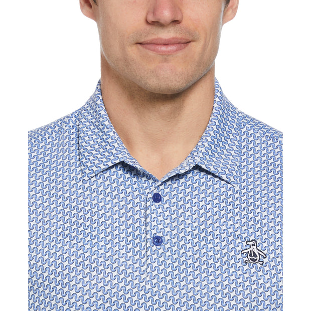 Heritage Geo Print Golf Polo Shirt In Amparo Blue