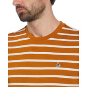 Organic Cotton Breton Striped T-Shirt In Sudan Brown