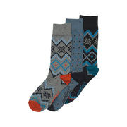 3 Pack Snowflake Fairisle Ankle Socks In Black/Maui Blue