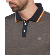 Jacquard Polo Shirt With Tipping In Dark Sapphire