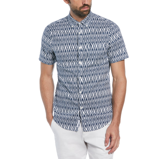 Cotton Twill Allover Diamond Print Shirt In Sargasso Sea