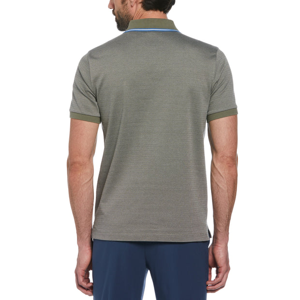 Jacquard Polo Shirt With Tipping In Dusty Olive