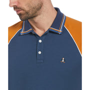 Organic Cotton Raglan Colour Block Polo In Sargasso Sea