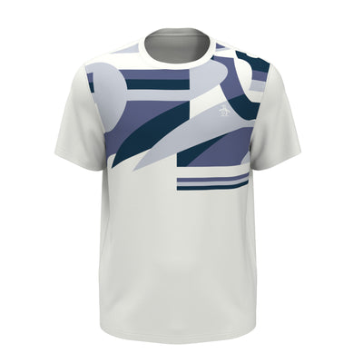 Colour Block Abstract Print Performance Tennis T-Shirt In Bright White