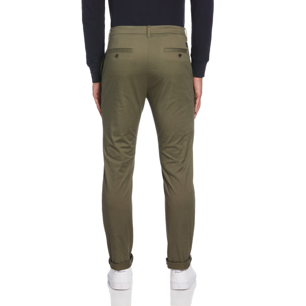 Basic Recycled Cotton Chino Trousers In Dusty Olive