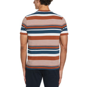 Organic Jersey Yarn Dyed Stripe T-Shirt In Ginger Bread