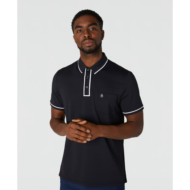 Technical Earl Short Sleeve Golf Polo Shirt In Caviar