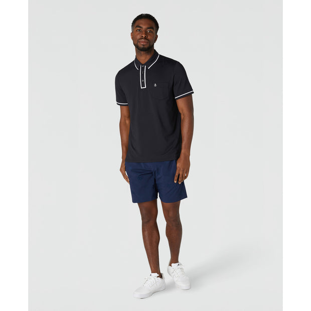 Technical Earl Short Sleeve Golf Polo Shirt In Caviar