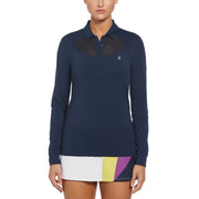 Women's Mesh Yoke Golf Polo Shirt In Black Iris