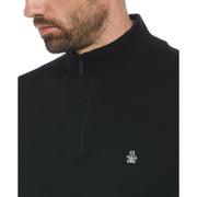 1/4 Zip Tipped Jumper In True Black