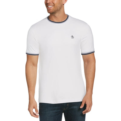 Sticker Pete Tipped Ringer Organic Cotton T-Shirt In Bright White