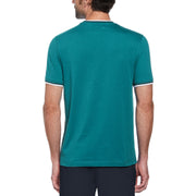 Tipped Ringer Sticker Pete T-Shirt In Antique Green