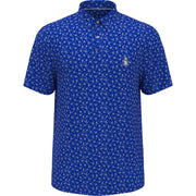 Micro Octopus Print Golf Polo In Blue Tattoo