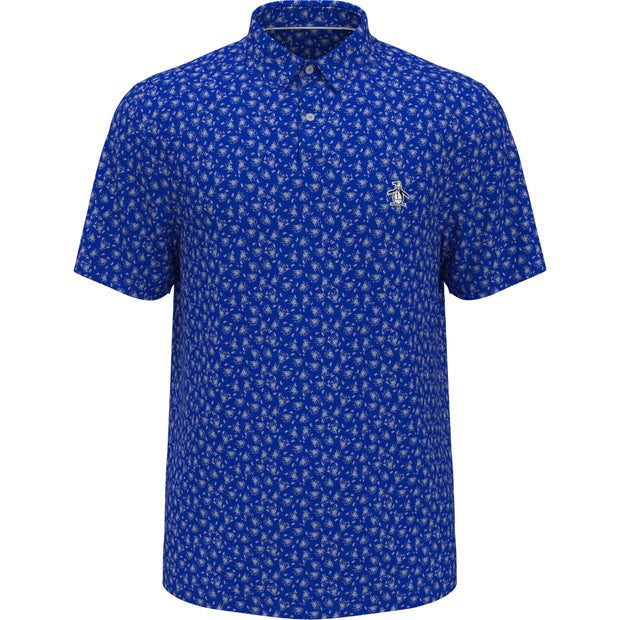 Micro Octopus Print Golf Polo In Blue Tattoo