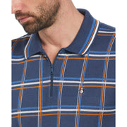 Plaid 1/4 Zip Sweater Polo In Sargasso Sea