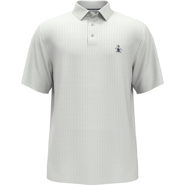 Allover Pete Print Short Sleeve Golf Polo Shirt In Bright White