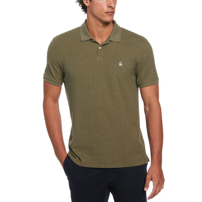 Sticker Pete Daddy Short Sleeve Polo Shirt In Dusty Olive Heather