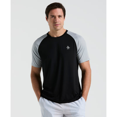 Blocked Performance Tennis T-Shirt In Caviar