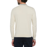 1/4 Zip Cotton Sweater Polo Shirt In Birch