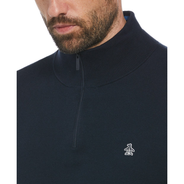 1/4 Zip Tipped Jumper In Dark Sapphire