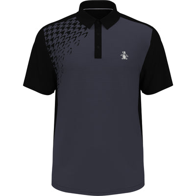 Asymmetrical Pete Gingham Color Block Golf Polo Shirt In Caviar