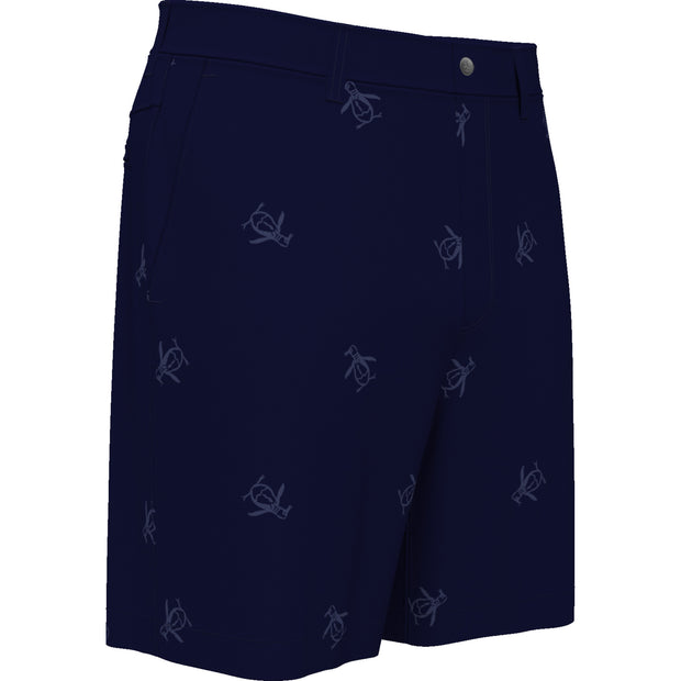 Pete Embroidered Flat Front Golf Shorts In Black Iris